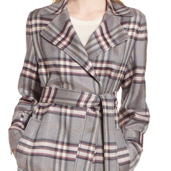 Lewit Bold Plaid Trenchcoat NWT MED $599 - Picture 1 of 8
